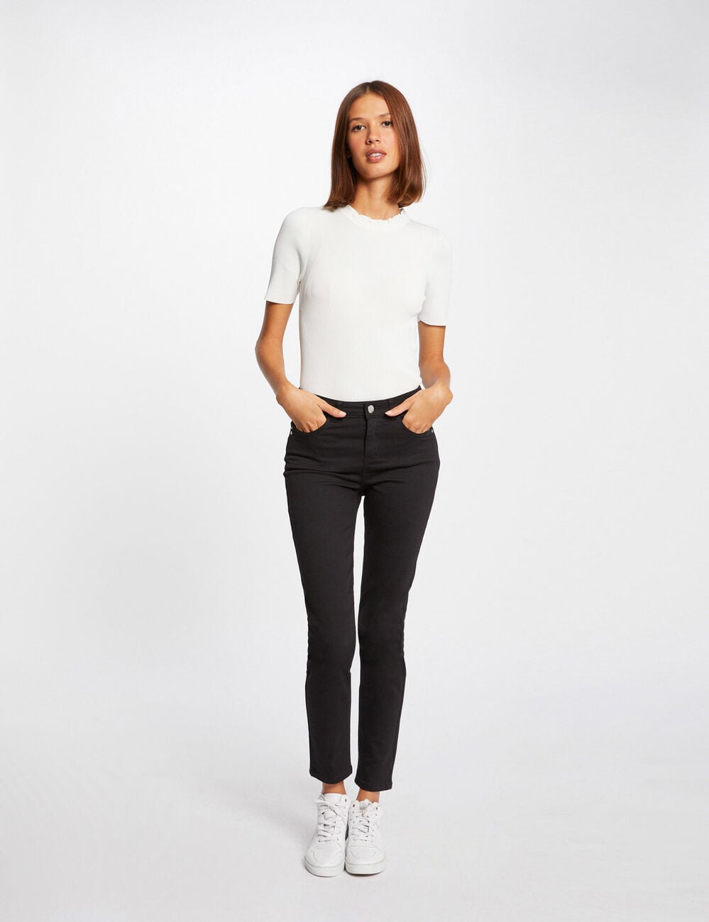 Pantalon slim taille standard noir femme