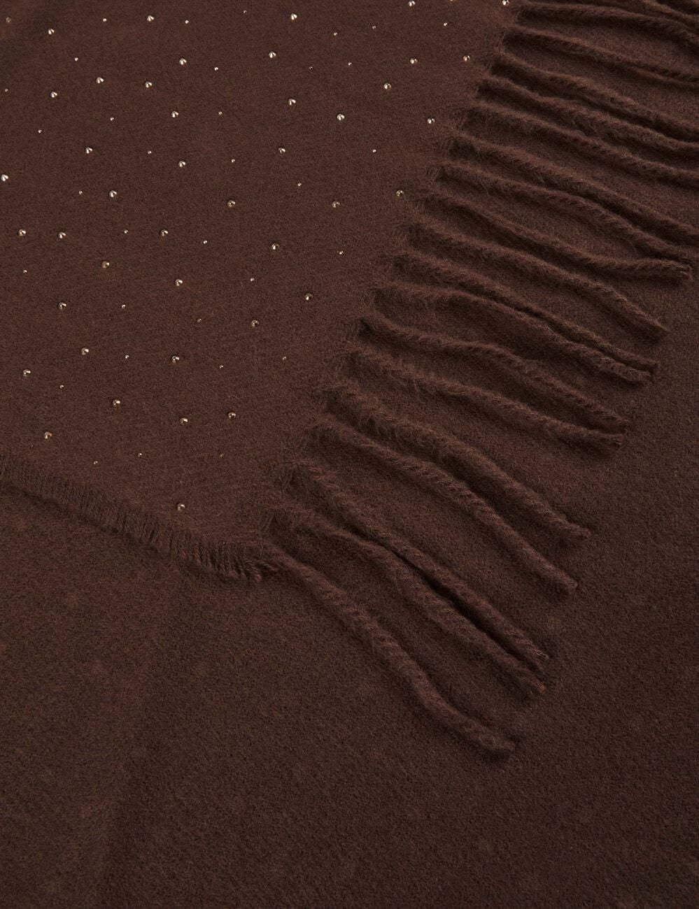 &Eacute;charpe strass franges marron fonc&eacute; femme