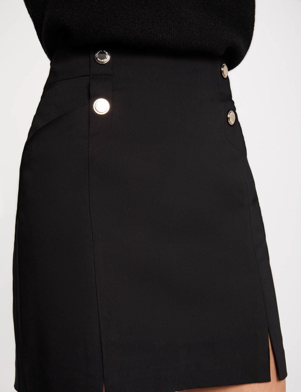Jupe courte &agrave; boutons noir femme