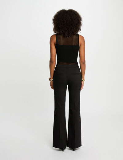 Top maille sans manches noir femme