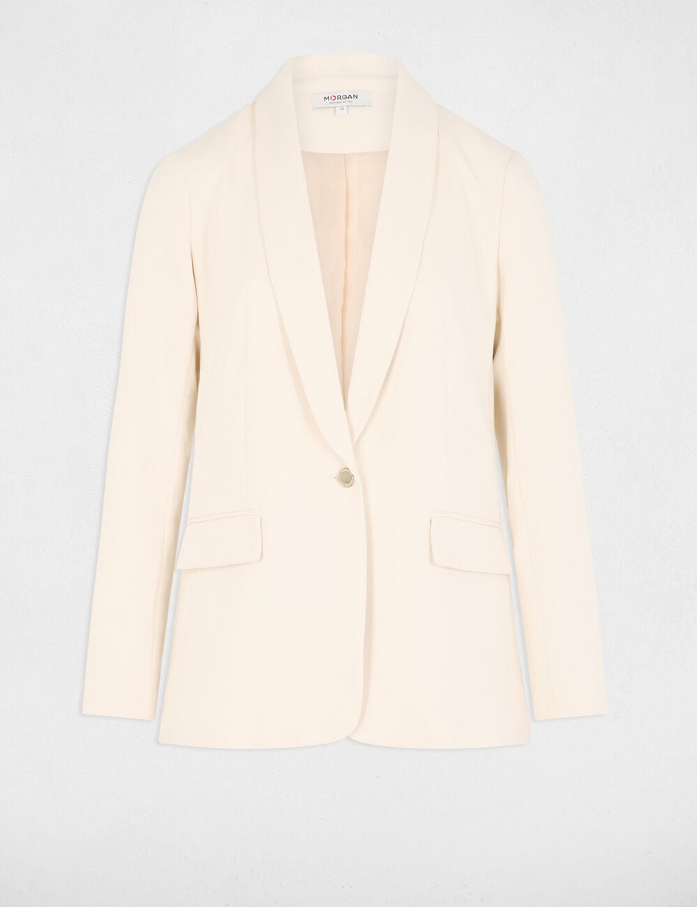 Veste courte col ch&acirc;le ivoire femme