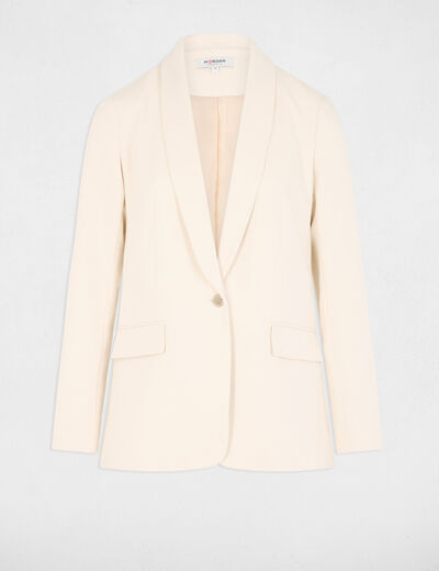 Veste courte col ch&acirc;le ivoire femme