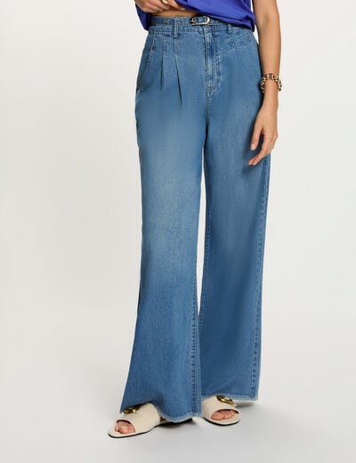 Jean large taille haute denim stone femme