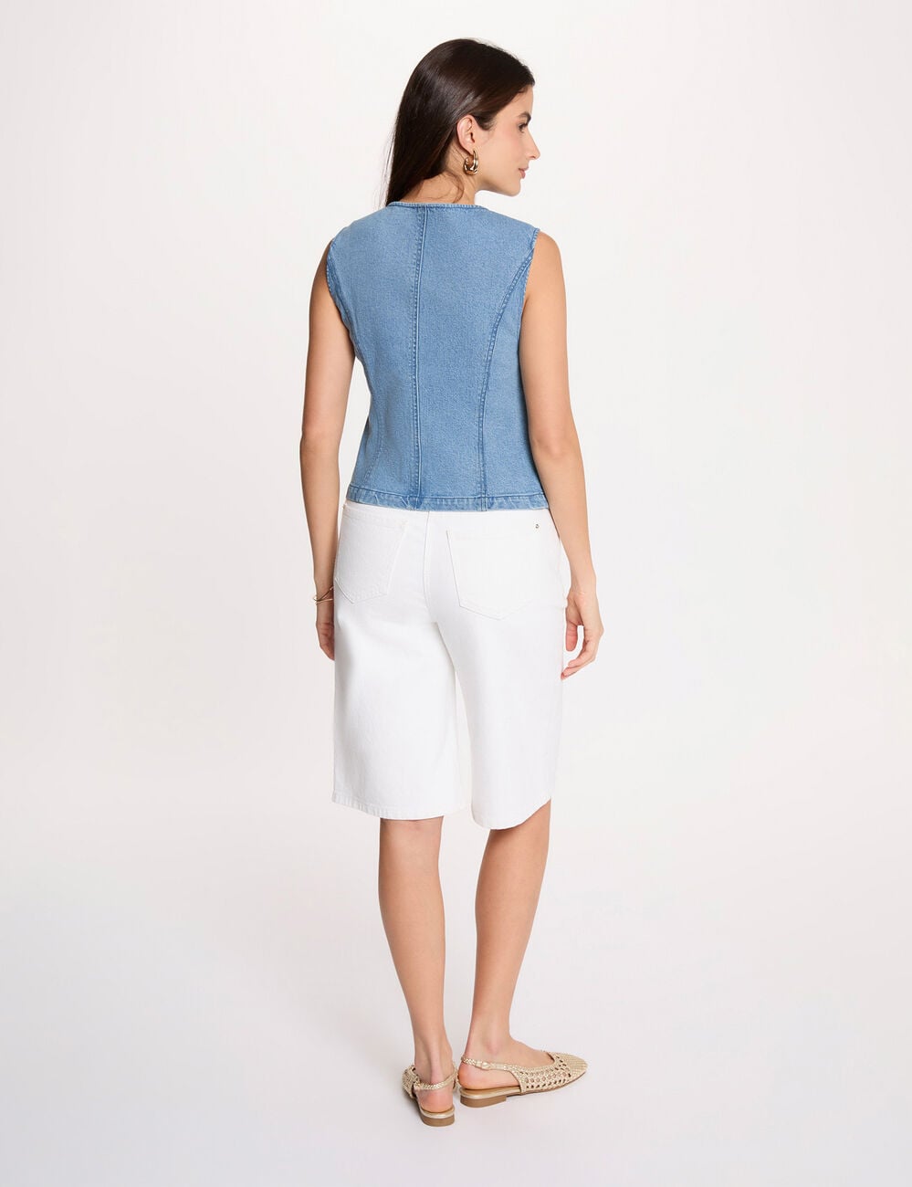 Gilet sans manches denim double stone femme