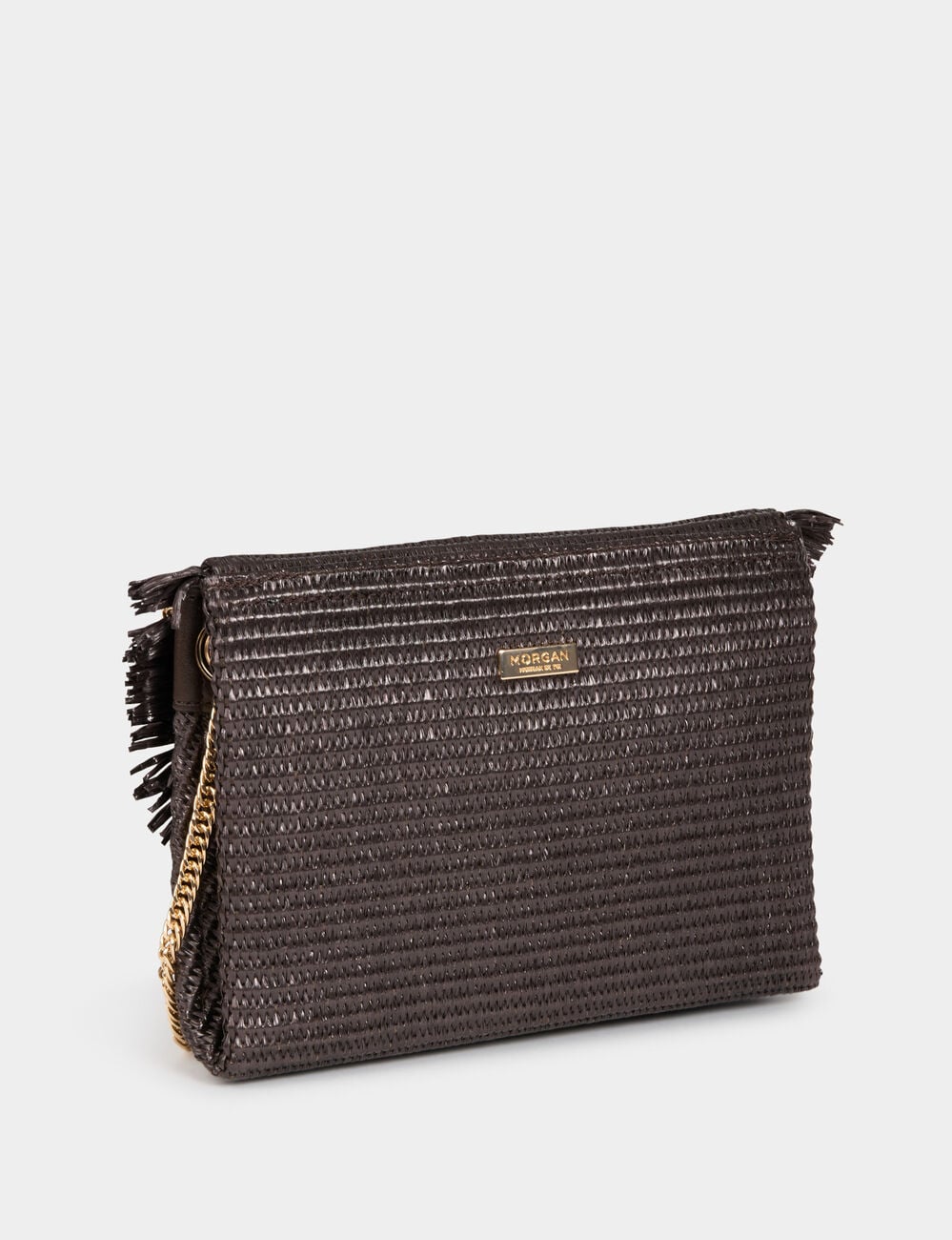 Sac bandouli&egrave;re fermoir marron fonc&eacute; femme