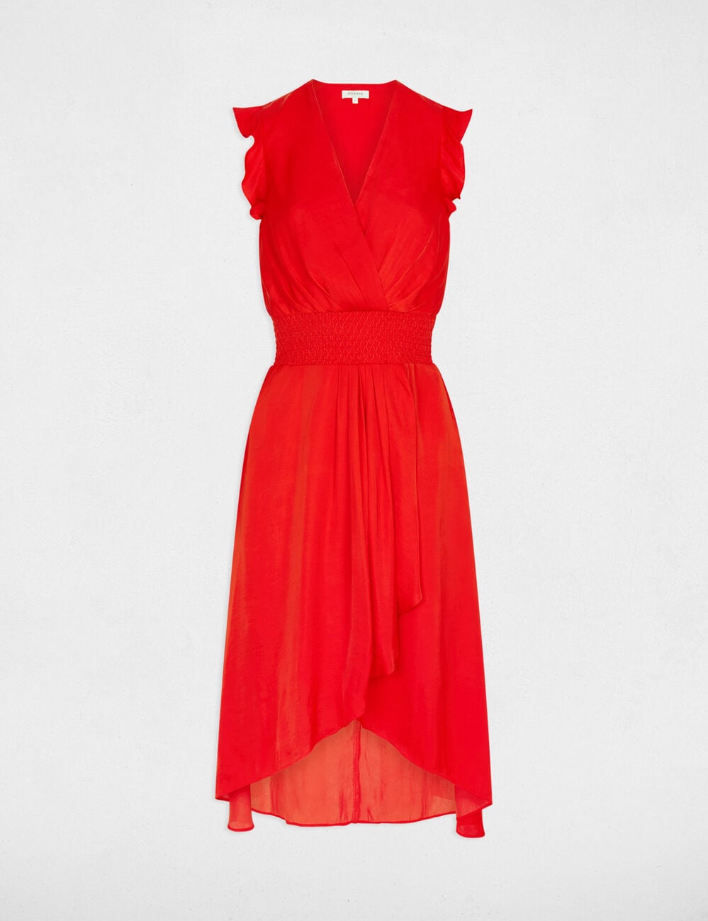 Robe droite fluide sans manches rouge vif femme