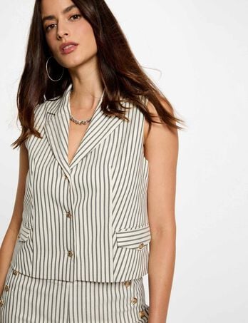 Veste sans manches ajust&eacute;e multicolore femme