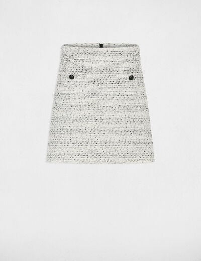 Jupe courte tweed ivoire femme