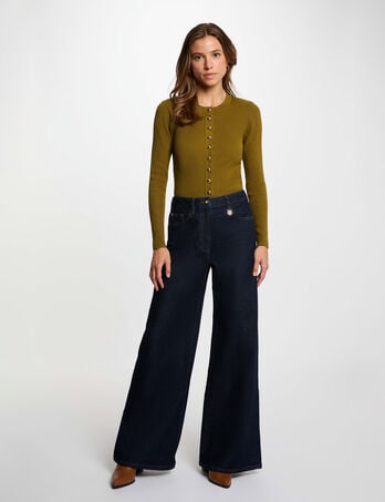 Jean large taille haute bleu femme