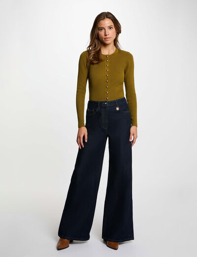 Jean large taille haute bleu femme