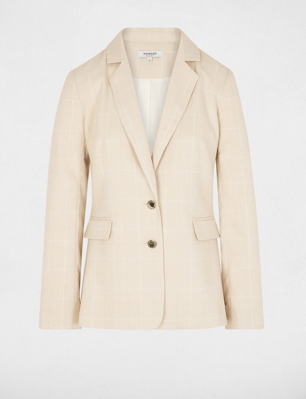 Blazer col tailleur beige femme