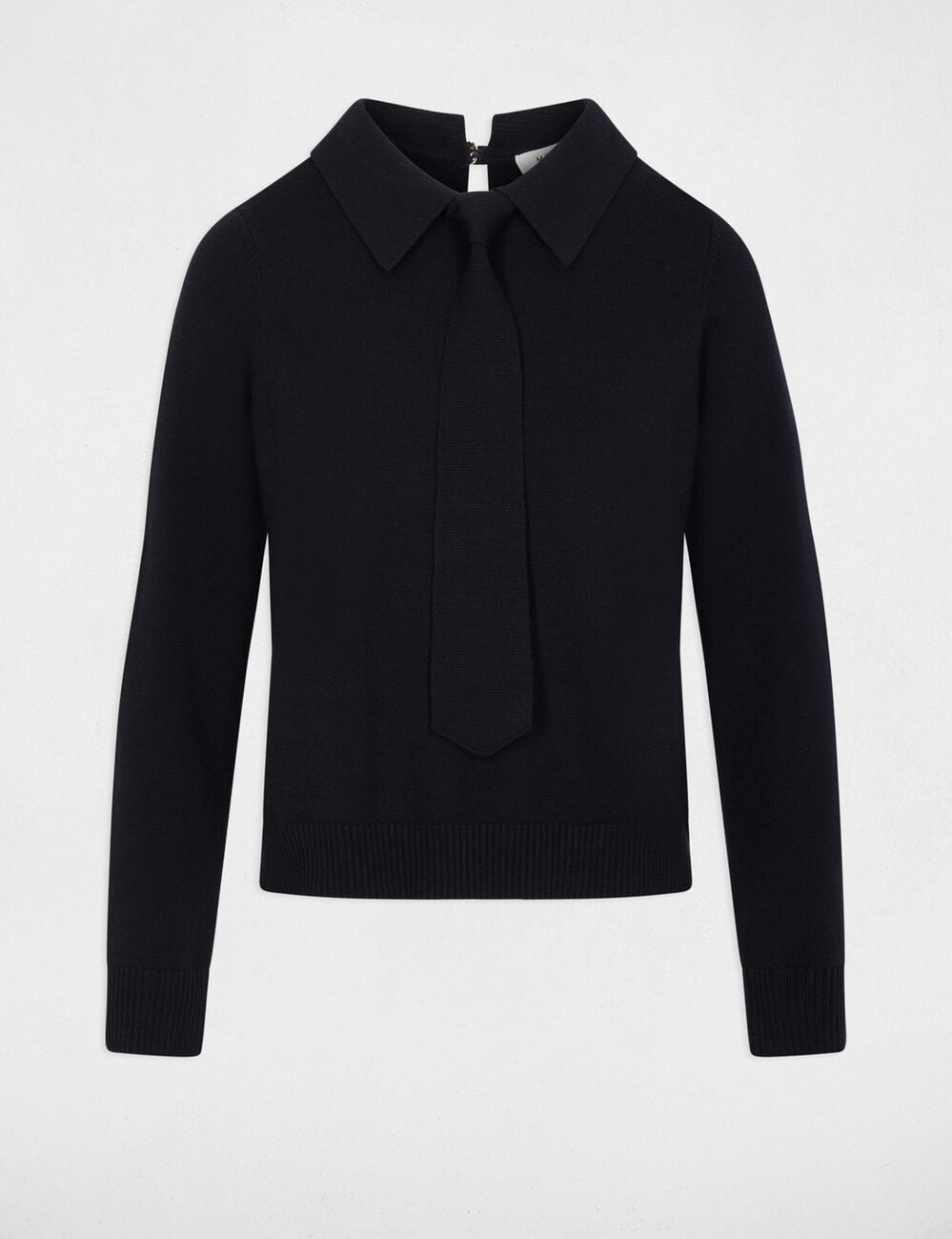 Pull col &agrave; revers bleu marine femme