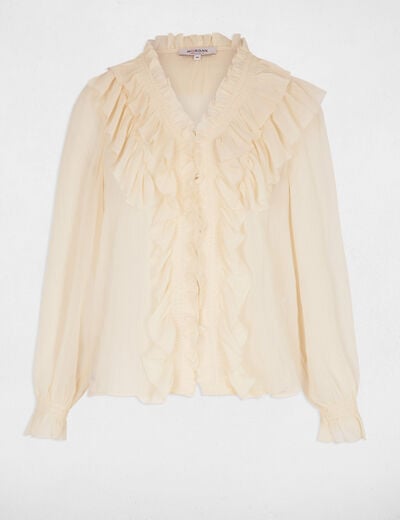 Chemise fluide col v creme femme