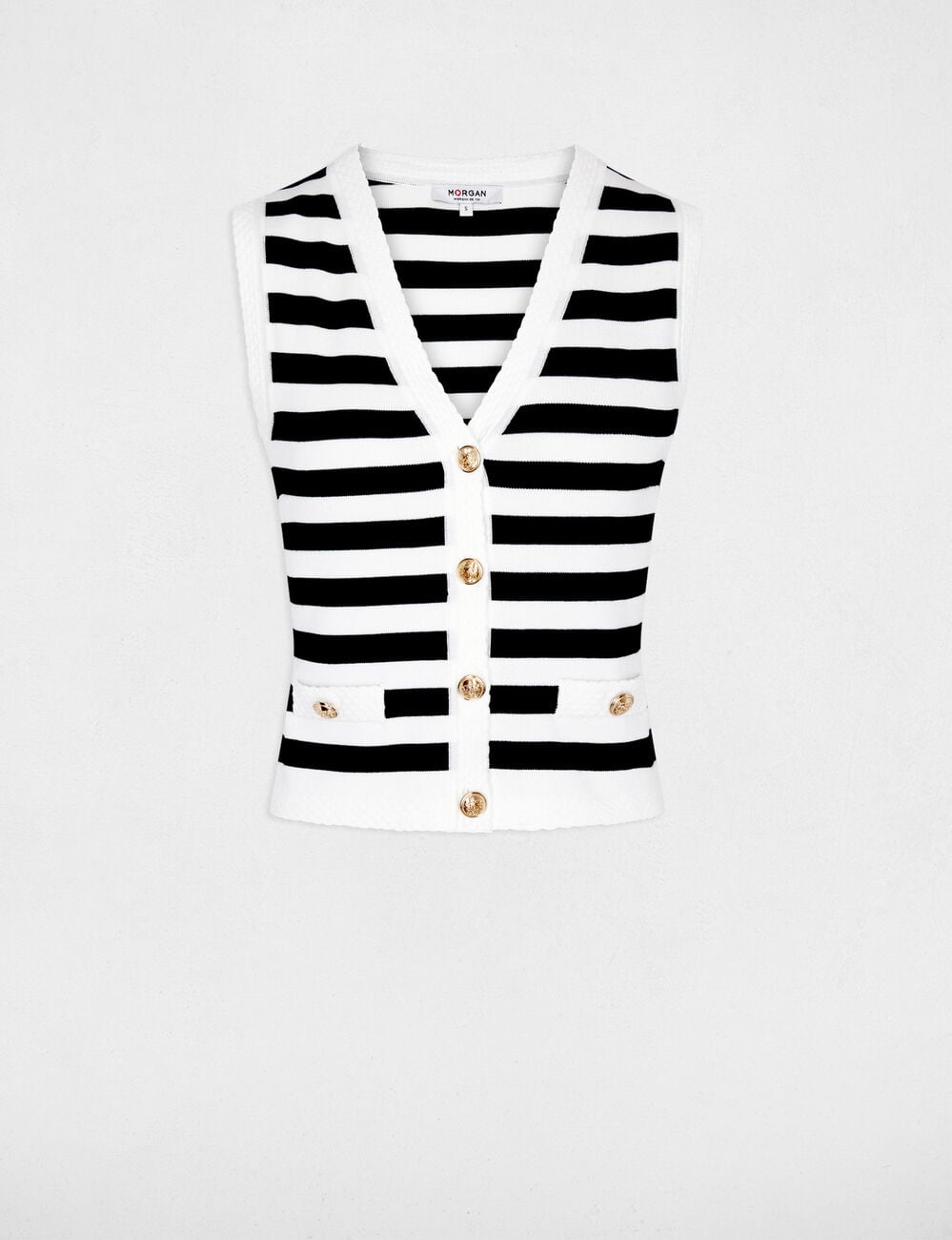 Gilet sans manches ray&eacute; blanc femme