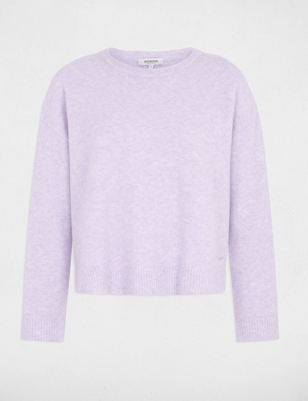 Pull col rond parme femme