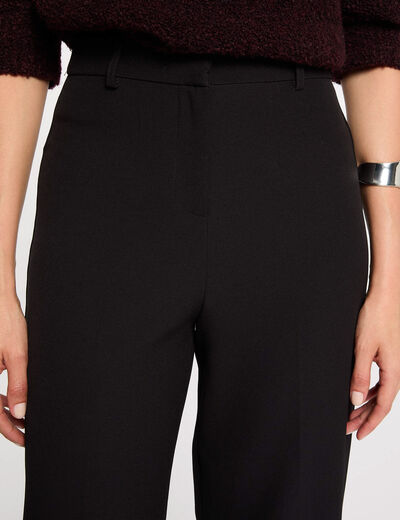 Pantalon droit &agrave; pinces noir femme