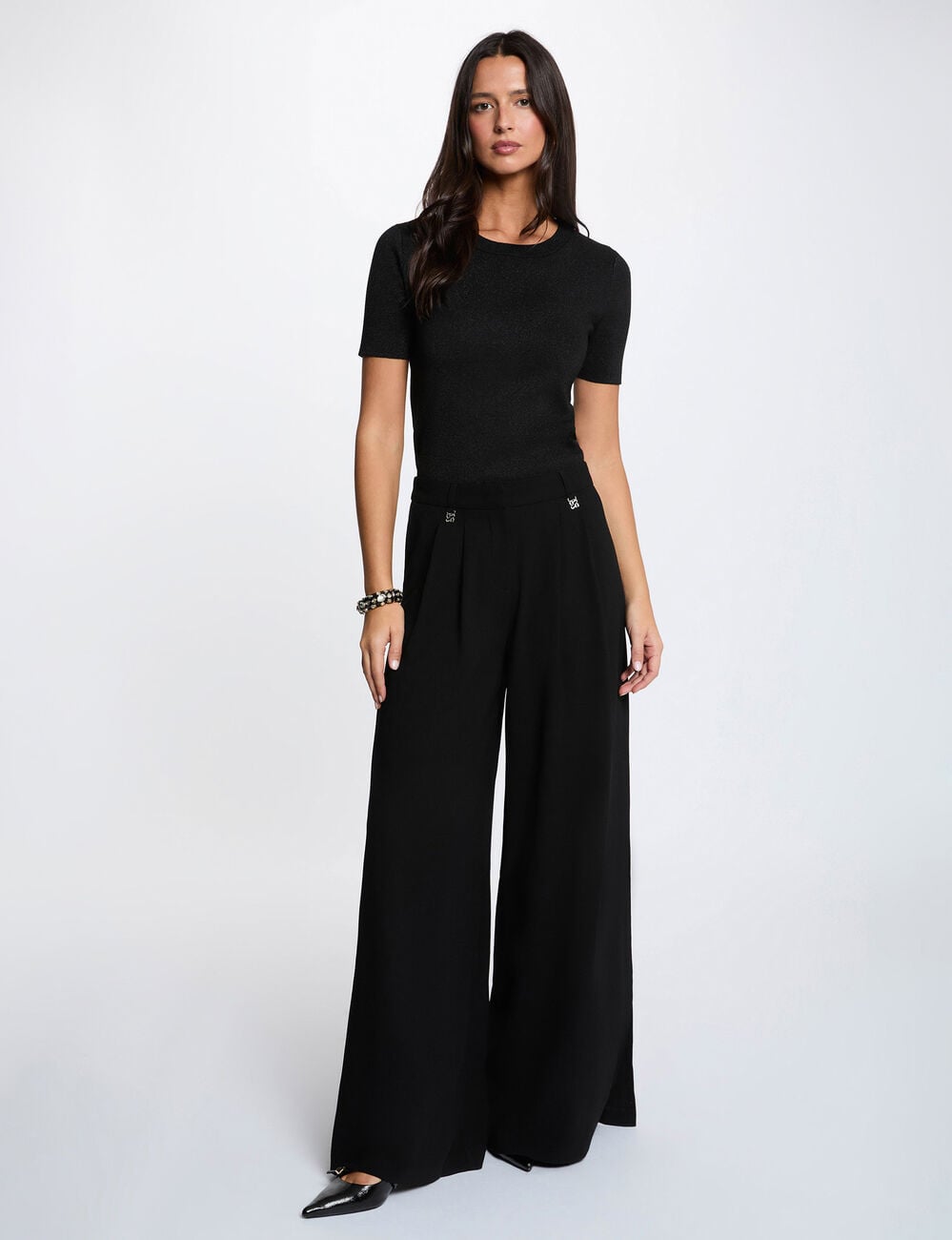 Pull col rond noir femme