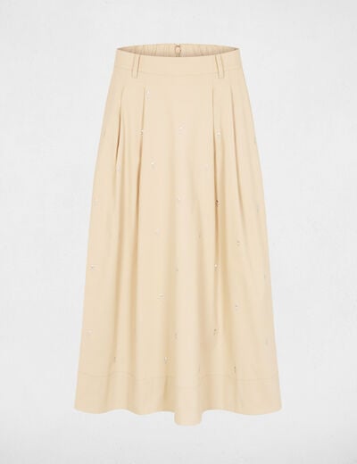 Jupe longue taille haute beige femme