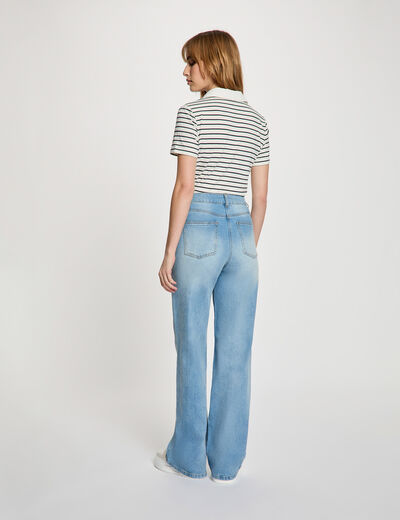 Haut &agrave; rayures avec col polo blanc femme