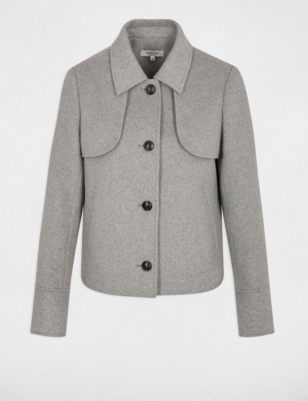 Manteau court ajust&eacute; gris moyen femme