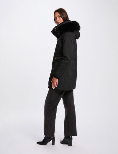 Parka droite mi-longue noir femme