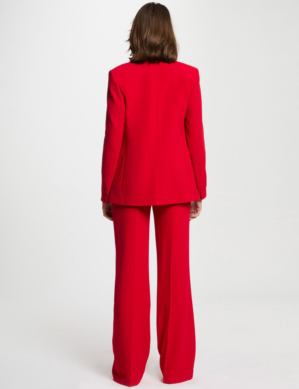 Blazer cintr&eacute; boutonn&eacute; rouge femme