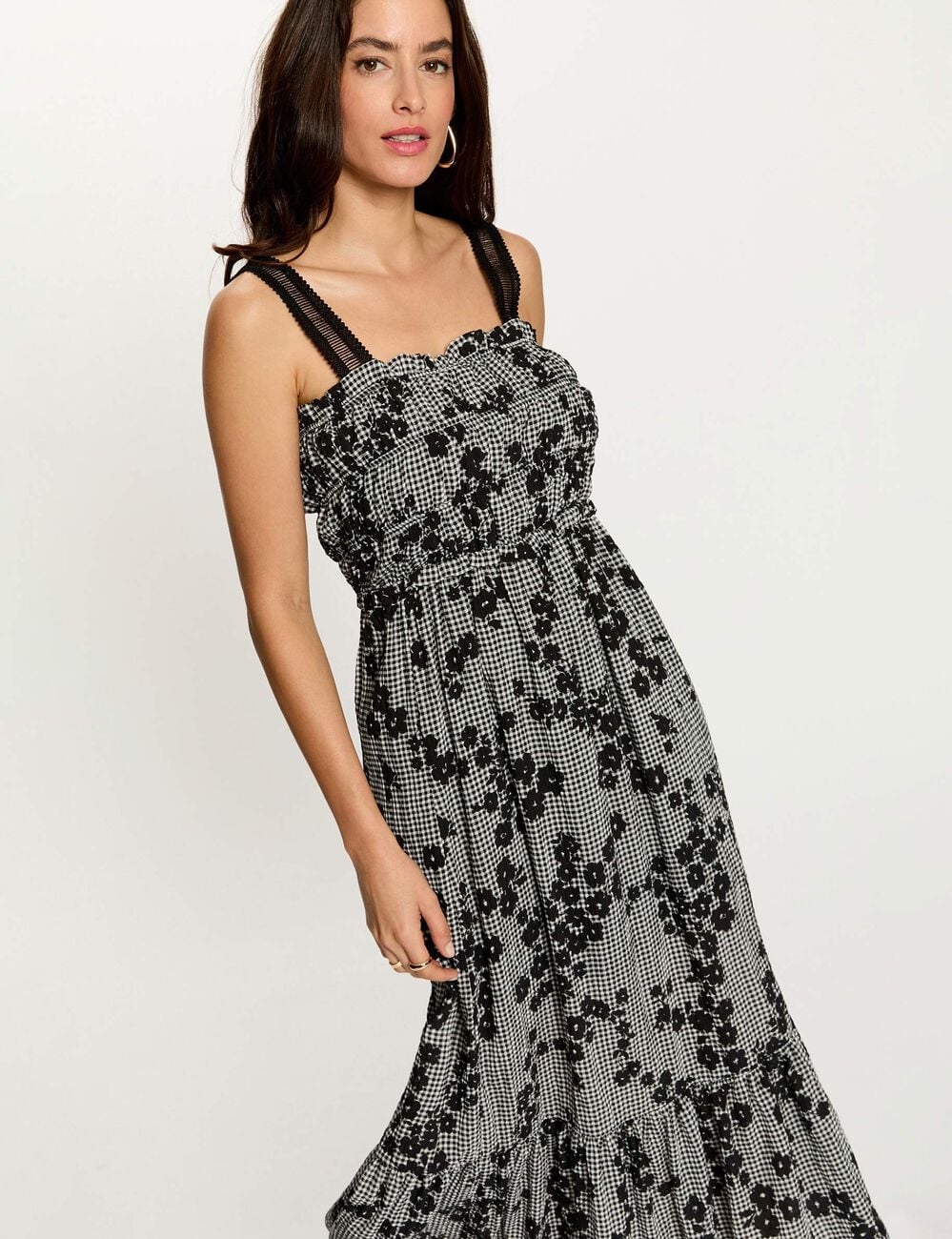 Robe longue bretelles fines multicolore femme