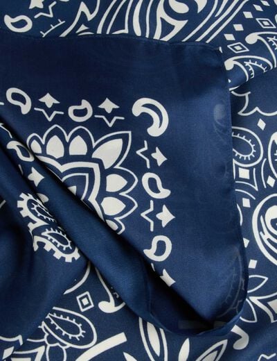 Foulard satin&eacute; bleu marine femme