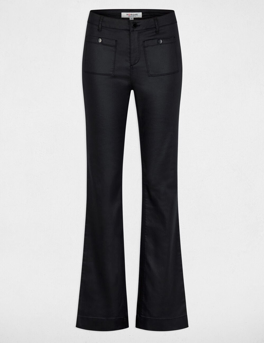 Pantalon bootcut enduit noir femme