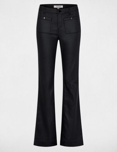 Pantalon bootcut enduit noir femme