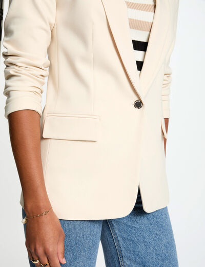 Veste courte col ch&acirc;le ivoire femme