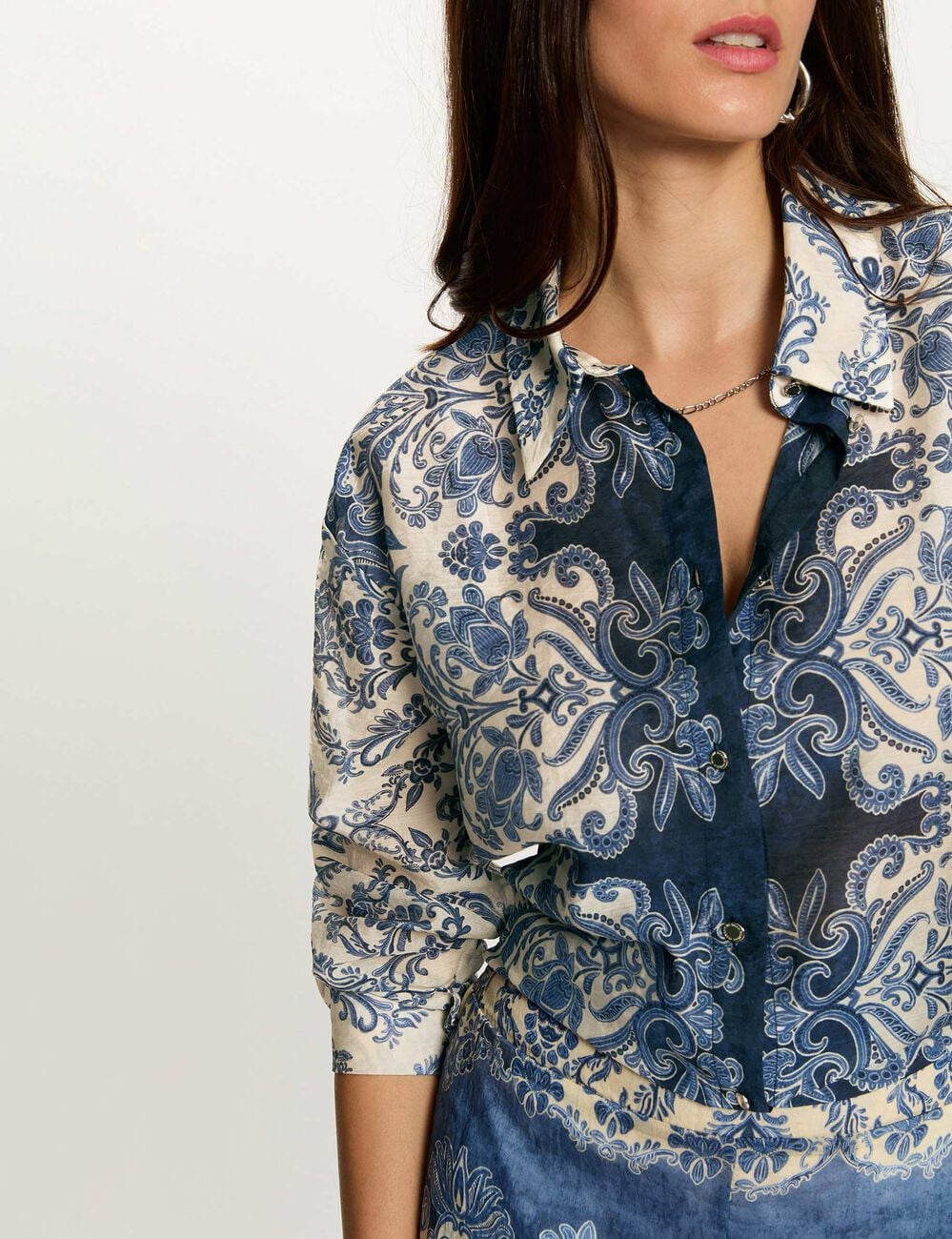 Chemise imprim&eacute;e col &agrave; revers multicolore femme
