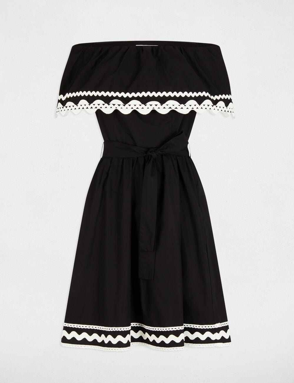 Robe courte trap&egrave;ze noir femme