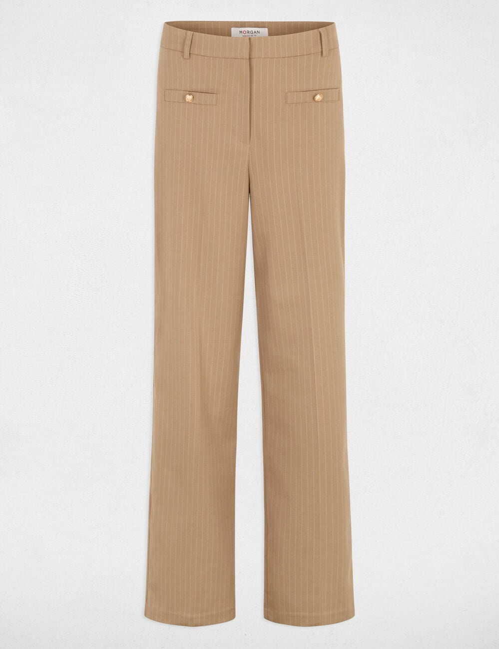 Pantalon droit taille haute taupe femme