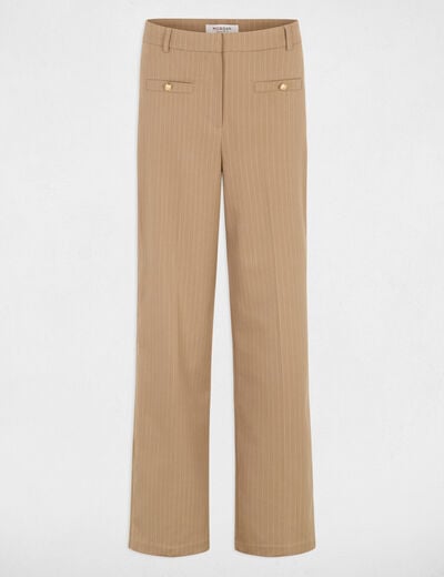 Pantalon droit taille haute taupe femme