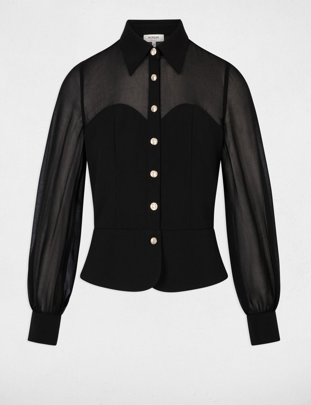 Chemise effet bustier noir femme