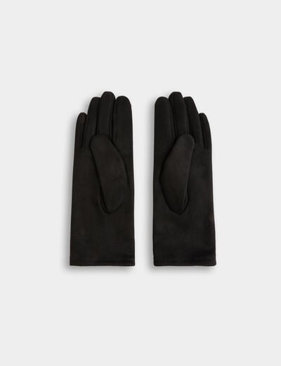 Gants su&eacute;dine strass noir femme