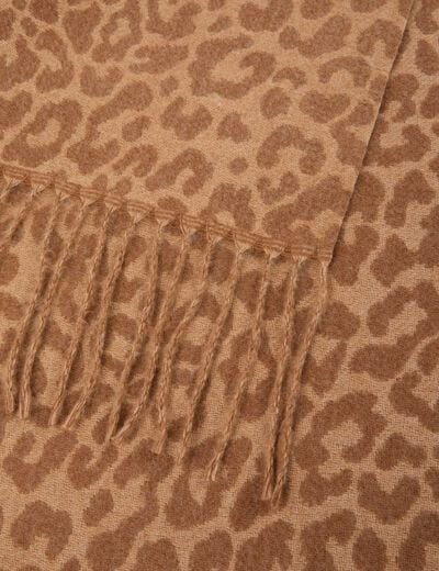 &Eacute;charpe motif animalier beige femme