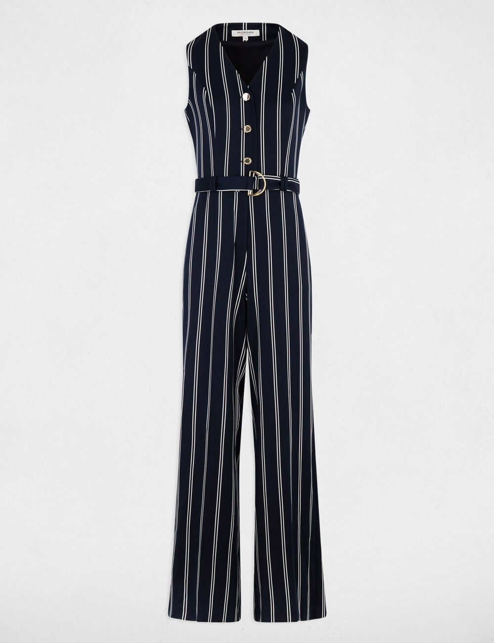 Combinaison sans manches col v bleu marine femme