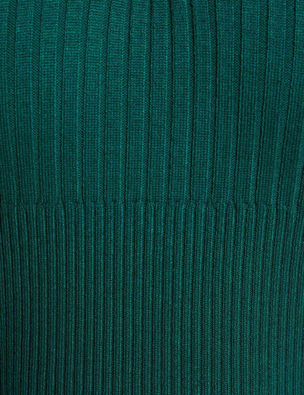 Pull col &agrave; revers vert femme