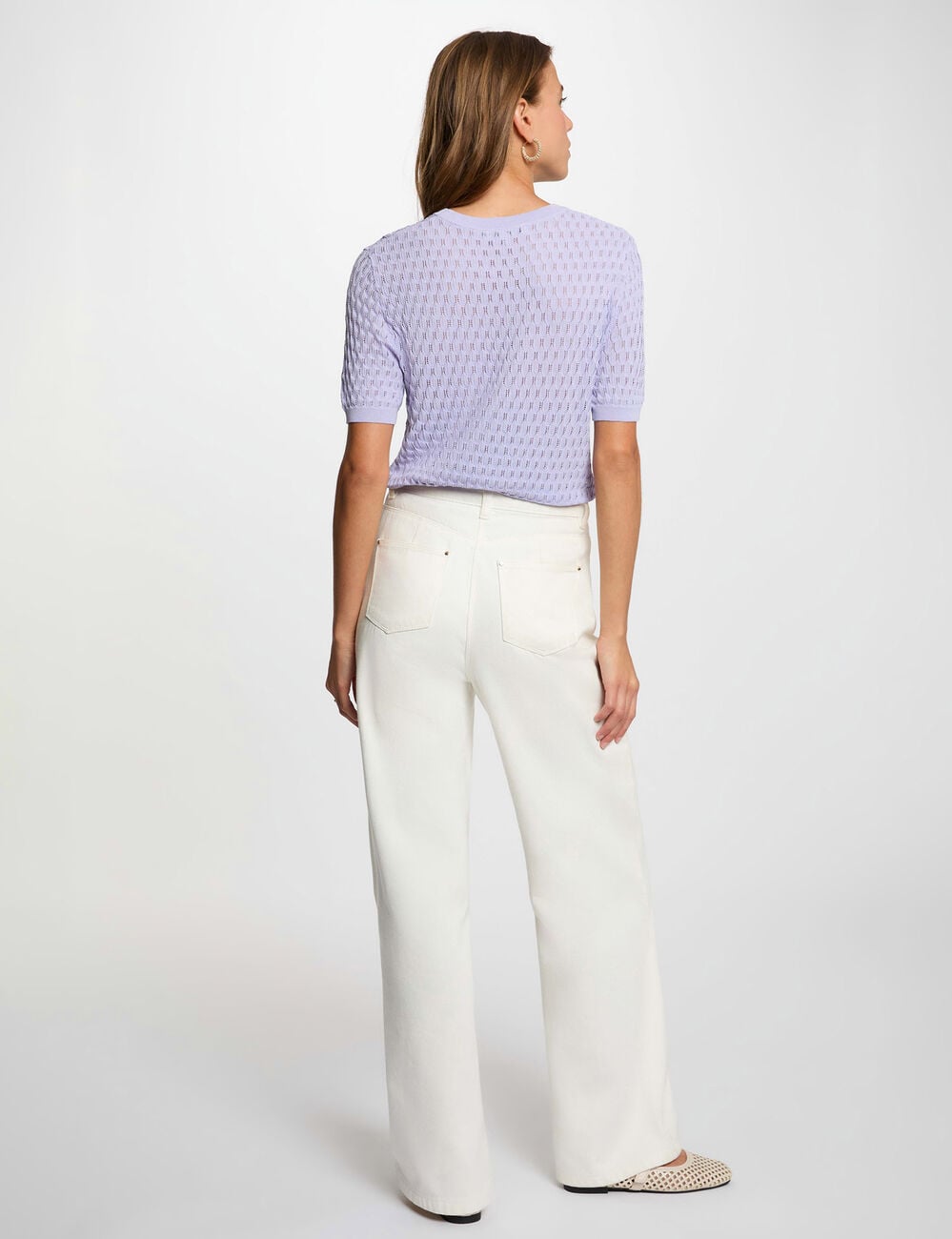 Pull fin col rond mauve femme