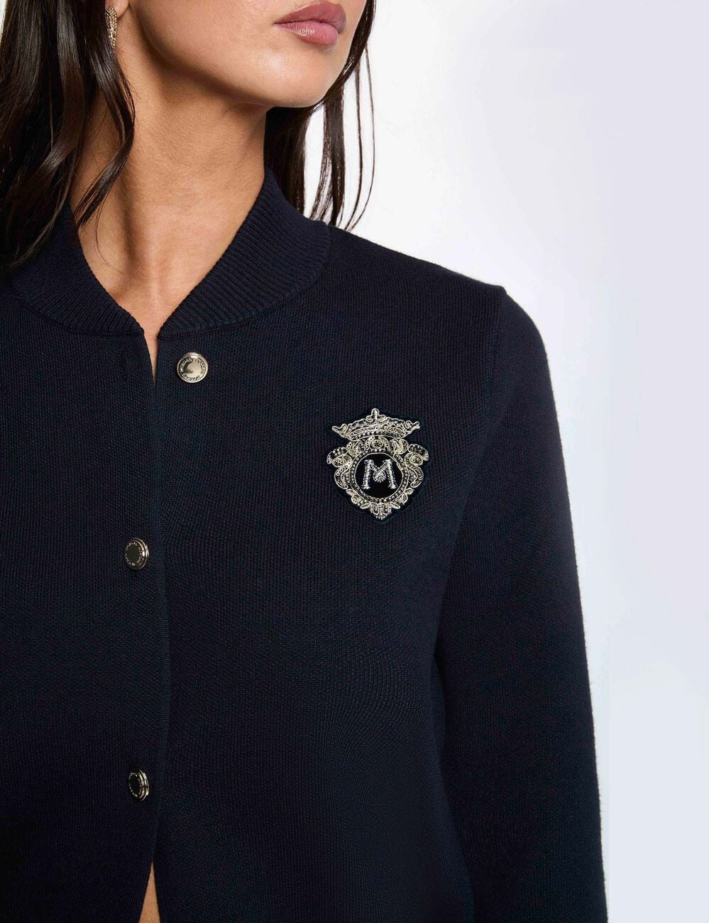 Pull col teddy bleu marine femme