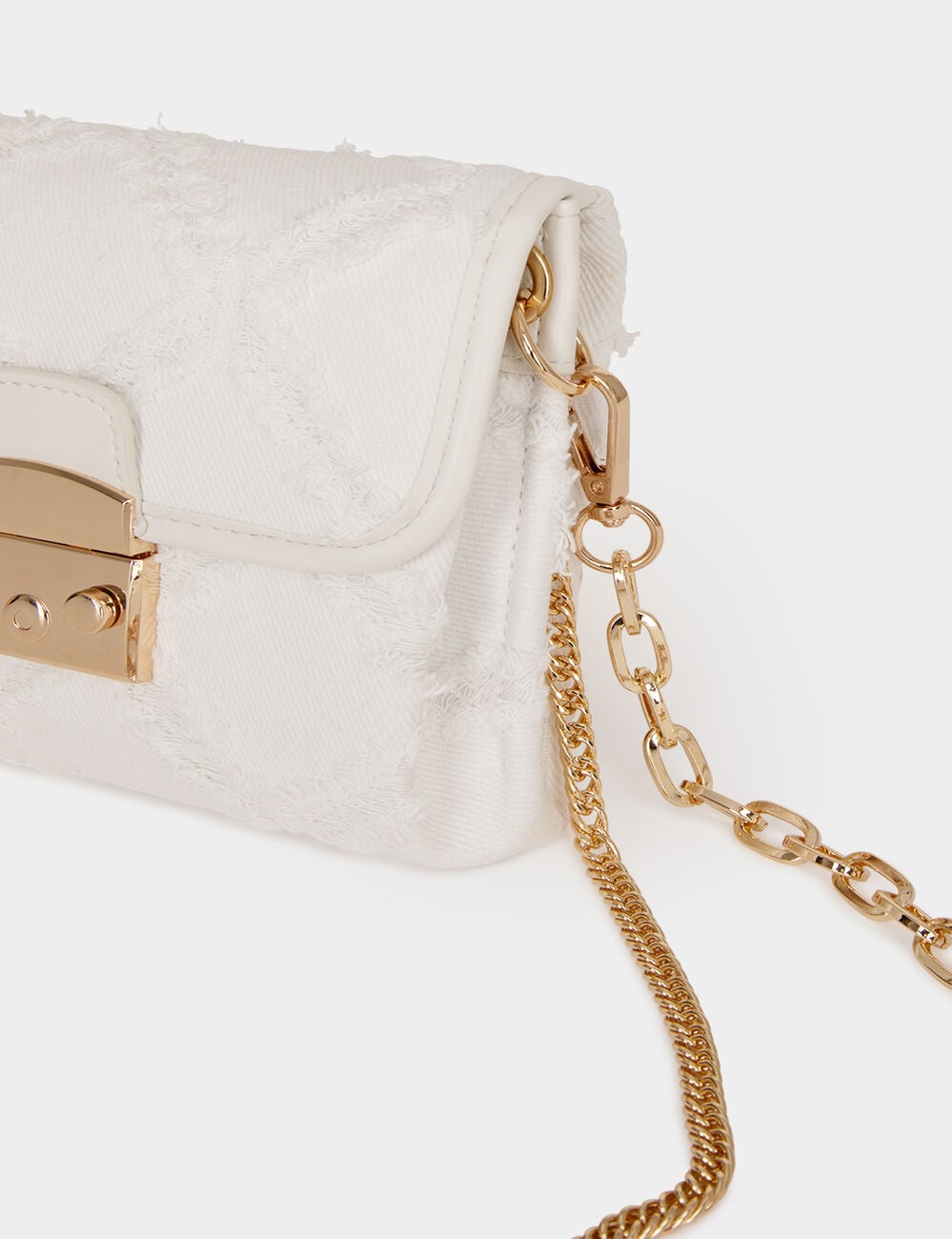 Sac pochette &agrave; franges ivoire femme