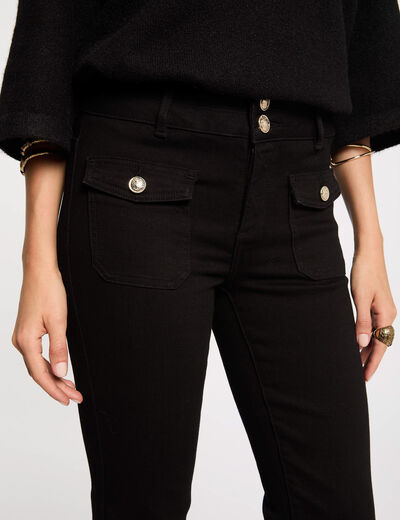 Jeans bootcut poches &agrave; rabat noir femme