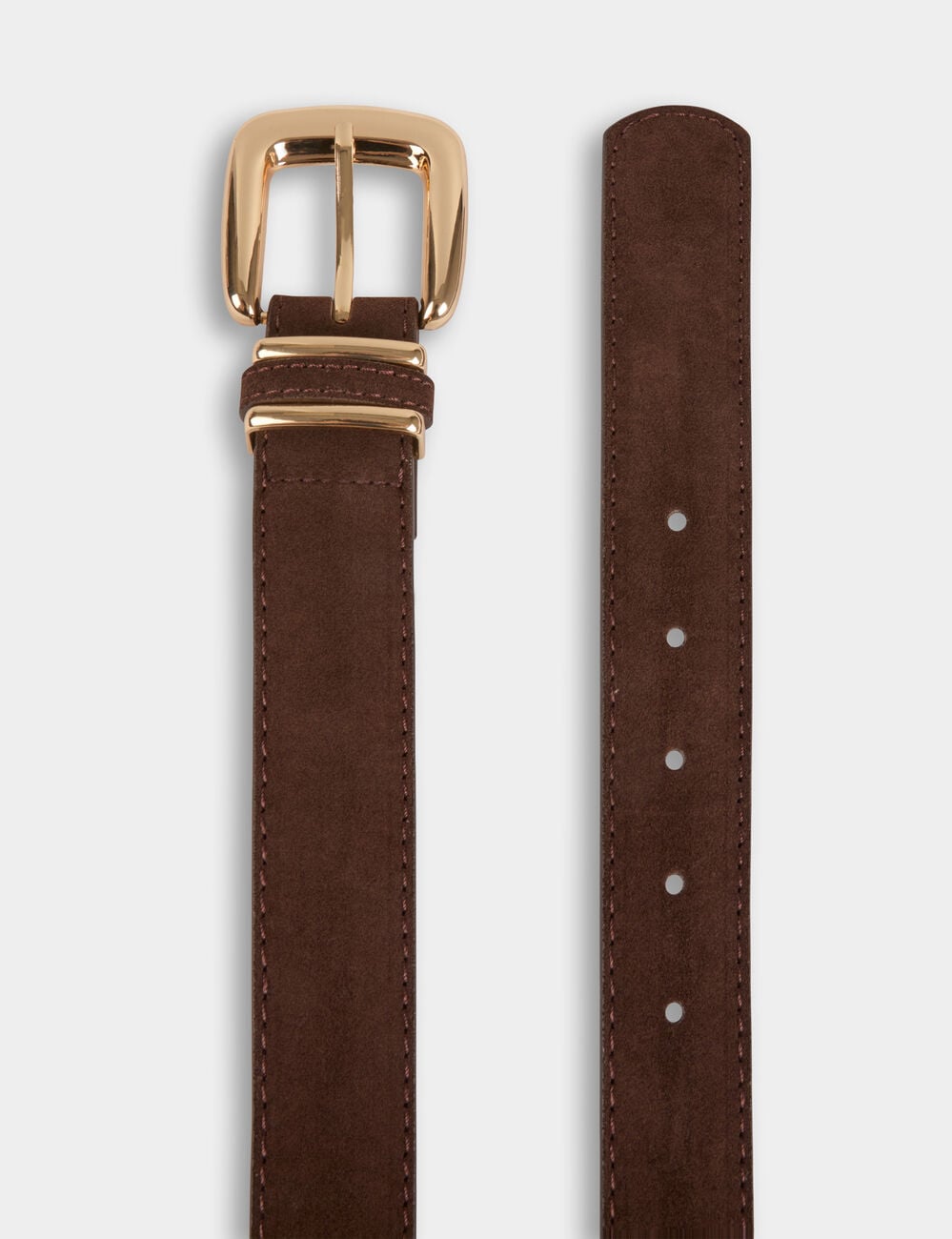Ceinture fine similicuir marron fonc&eacute; femme