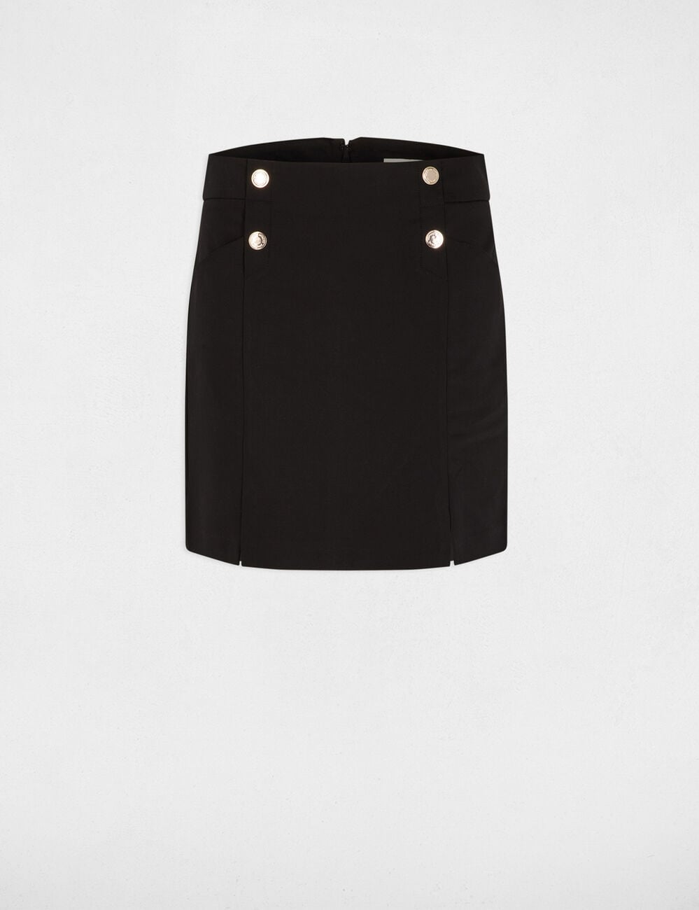 Jupe courte &agrave; boutons noir femme