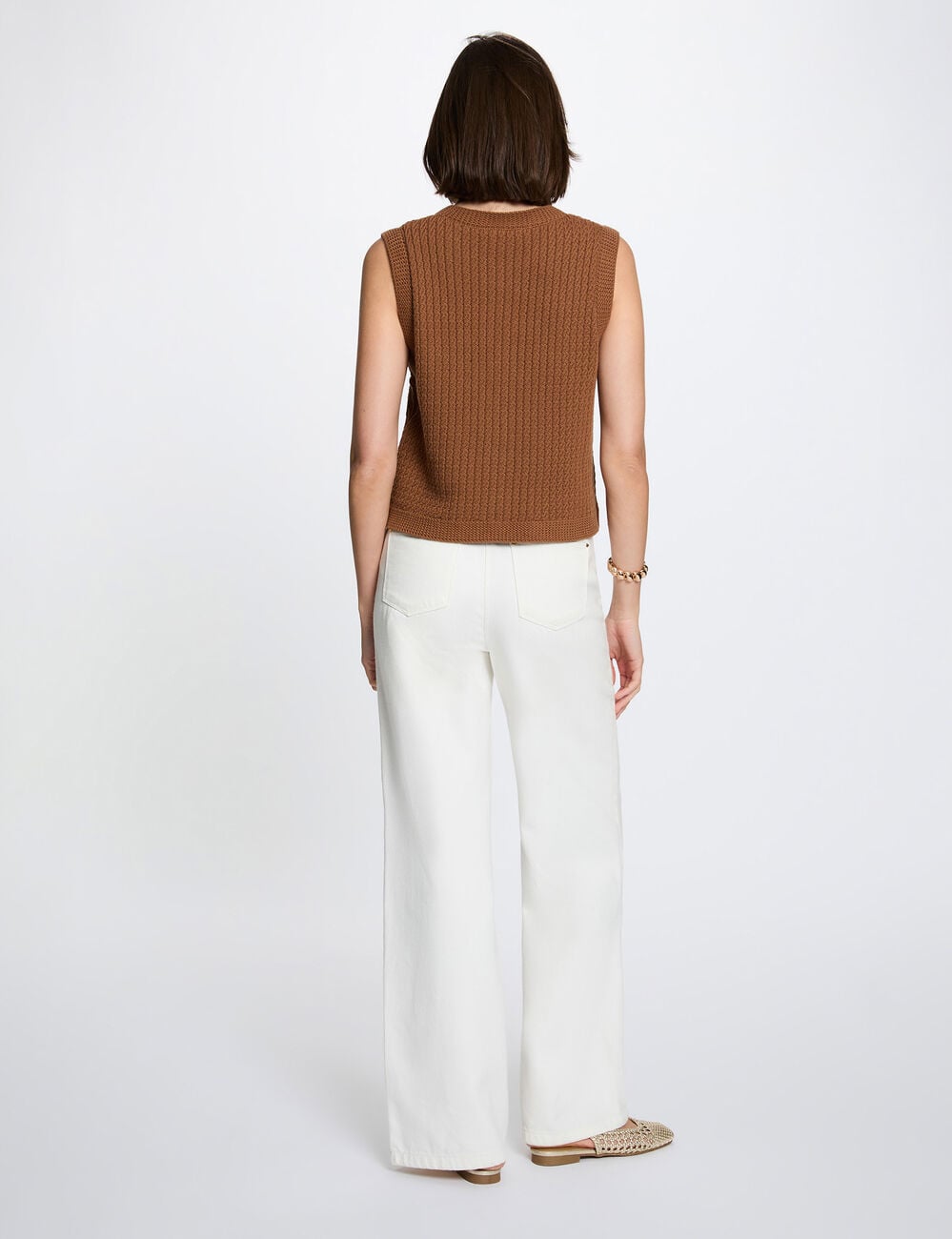 Pull sans manches camel femme