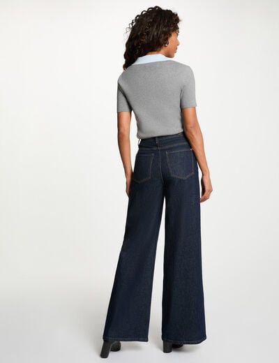 Top manches courtes col &agrave; revers gris clair femme