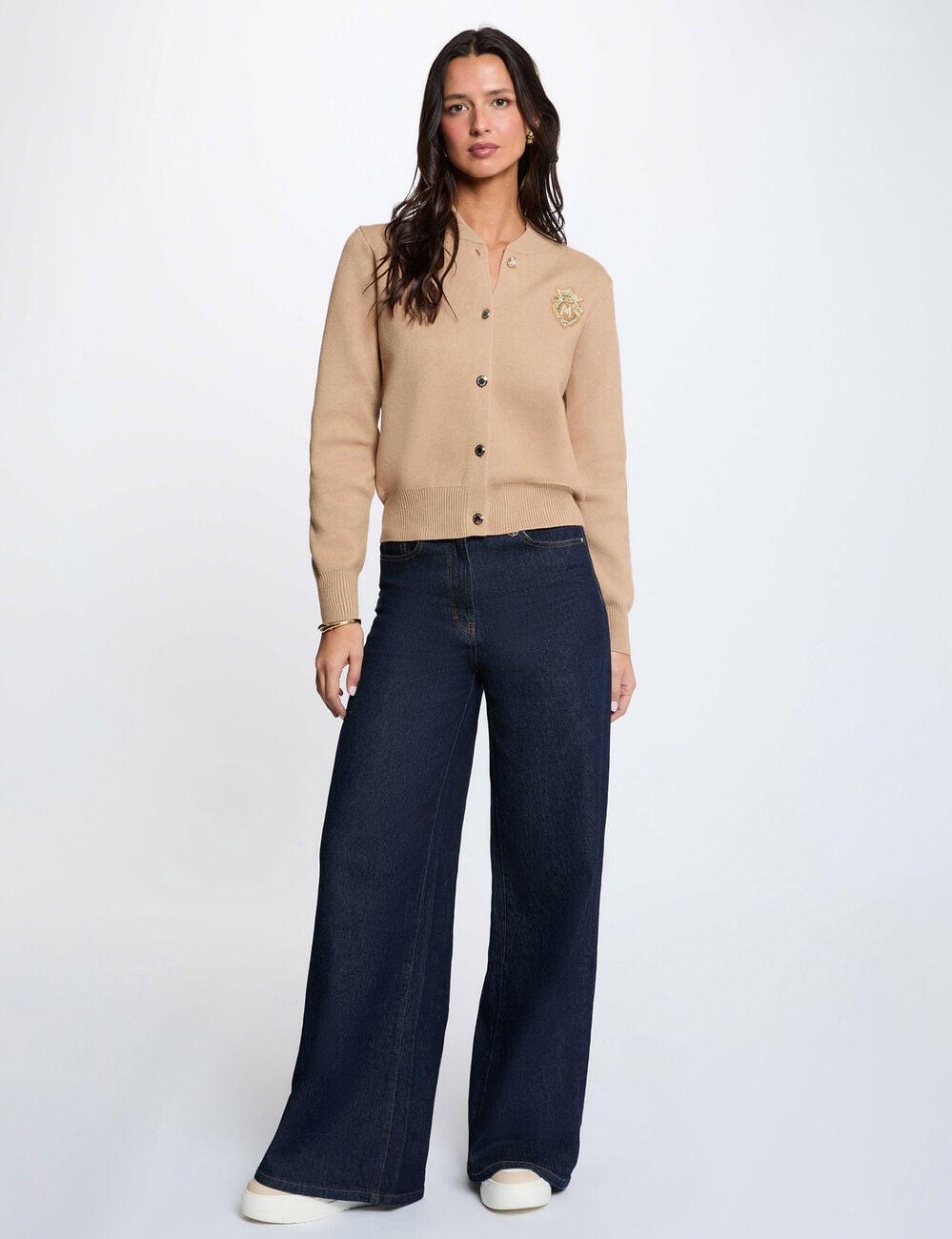 Pull col teddy camel femme