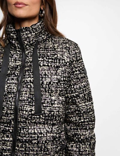 Doudoune tweed col montant multicolore femme
